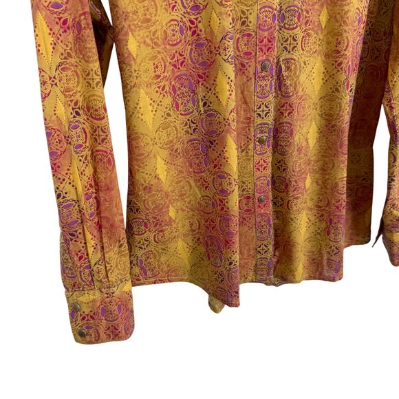 Wrangler Womens Sz Medium Formal Long Sleeve Purple Wester Blouse Shirt Top - Picture 4 of 10